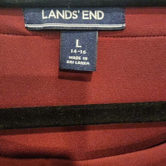 Land's End Stretchy Top Women Size 14-16 Burgundy Half Sleeve Pullover - Picture 7 of 9